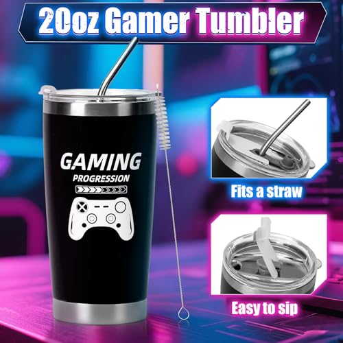 TUZT Gamer Gifts for Men Boyfriend Video Game Room Decor Pillow LED Glasses Tumbler Socks Hat Thanks Card Gaming Stocking Stuffers Easter Basket Presents Christmas Birthday Gifts for Teen — photo 4