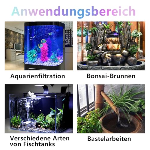 Mini bomba de agua sumergible ultra silenciosa con cable de alimentación de 1,3 m, con 1 boquilla para fuente, acuario, jardín de estanque, enchufe europeo 180 l/h 3 W