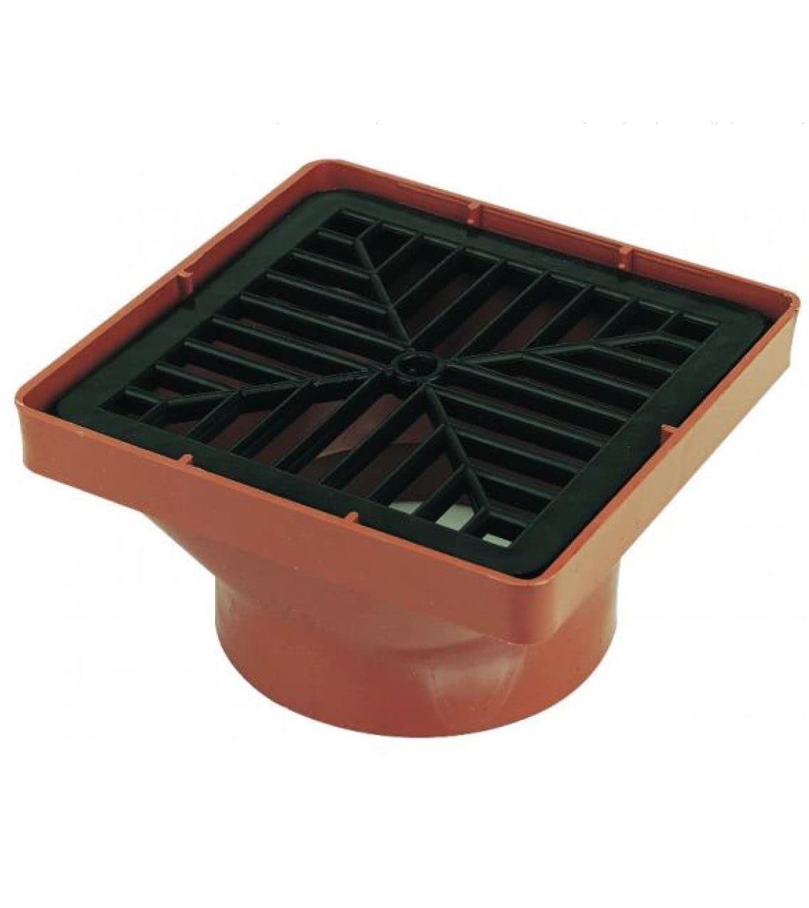 FLOPLAST Underground Drain 110mm Square Hopper & Grid - Pack of 2