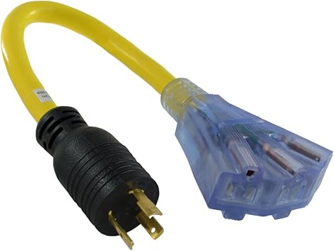 Conntek 1.5-Feet 20-Amp STW 12/3 Tri-Outlet Cord, 20-Amp Locking L5-20P Plug to Tri-Female 3*5-15R