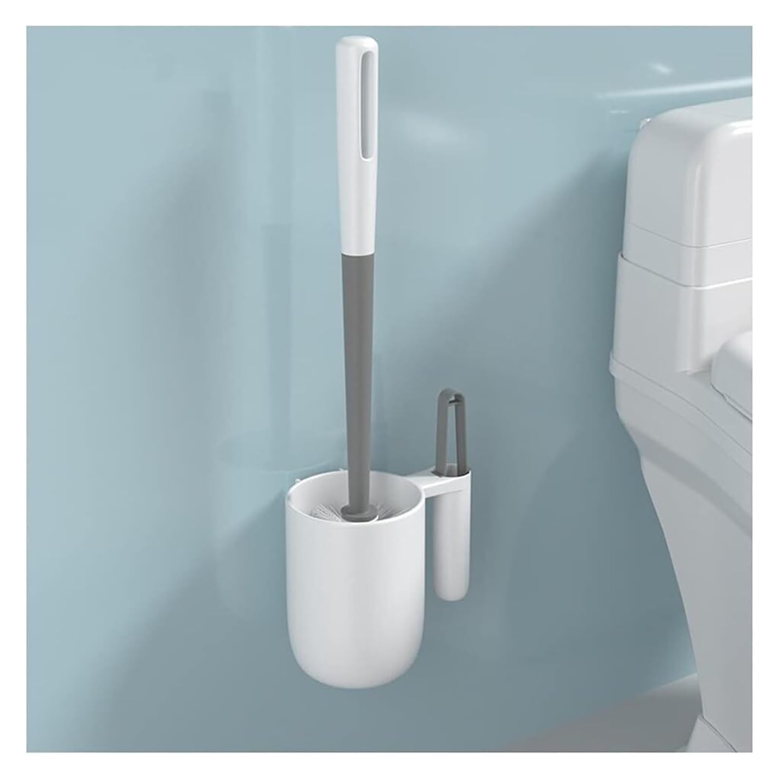 scopino per WC, Set scopino for WC, for da parete for uso domestico(White)