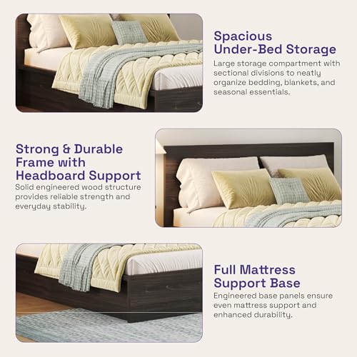 Image of Wakefit Bed | 3 Yr Warranty | Bed Queen Size, Comes with Storage Box, Noise-Free, Density: 680-750 kg /m, Termite & Borer Resistant, Fits Mattresses Up to 8 inches (Centaur 78 x 60 - Wyoming Maple)