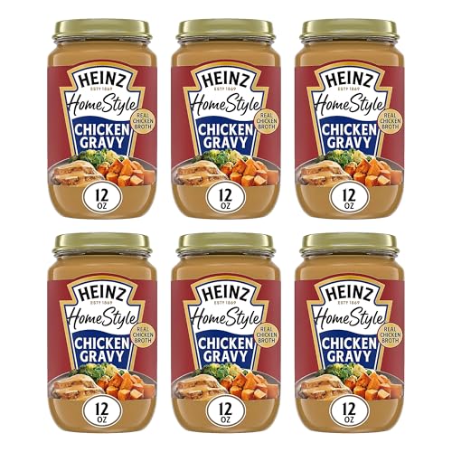 Image of Heinz HomeStyle Classic Chicken Gravy, Savory Poultry Base, Ready to Serve Gravy for Quick Mashed Potatoes and Easy Roast Meals, 12 Ounce (Pack of 6)