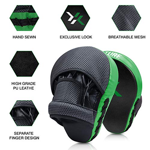 Xnature Essential Curved Boxing MMA Punching Mitts Boxing Pads w/Gift Box Hook & Jab Pads MMA Target Focus Punching Mitts Thai Strike Kick Shield