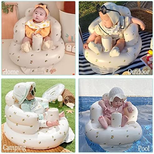 AirSwim Inflatable Baby Seat, Inflatable Baby Chair for Babies 3 Months and Up, Summer Blow Up Chair with Built in Air Pump, Infant Floor Sofa for Learning to Sit, Palying, Camping, Orange — view 2