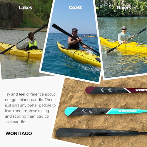 LINGVUM Greenland Paddle Lightweight Full Carbon Fiber with Paddle Bag, Adjustable Greenland Kayak Paddle 86-90\" (220-230 cm), Red - Thumbnail 5