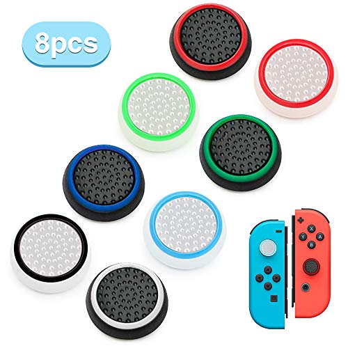 6amLifestyle 8PCS Joystick Kappen Thumb Grip Silikon Analog Stick Kappe Controller Joystick Daumenstiel Griffe Kappenabdeckung kompatibel mit Nintendo Switch für Joy-Con Controller