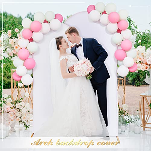 Irenare Arch Backdrop Cover Spandex Fit Round Top Backdrop Arch Stand Backdrop Fabric Wedding Arch Cover For Birthday Party Banquet Decoration (Frame Not Included) (White, 3.3 X 6.6 Ft) #TOP3