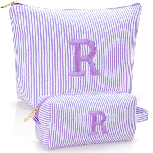 Personalized Initial Makeup Bag Pouch Cute Embroidered Makeup Organizer bag