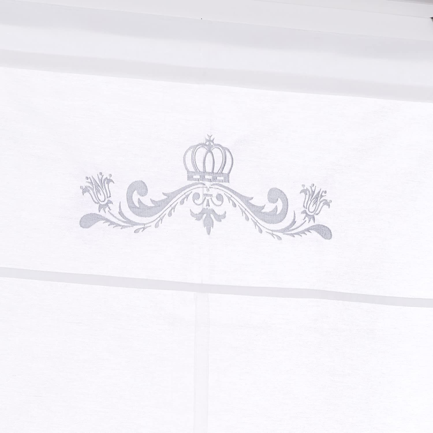 Store Bateau Coton Blanc oeillet Kessy Crown Broderie Gris Style Shabby Vintage 60 x 140 cm (LxH)
