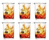 6 Pack Beakers, 400ml - Borosilicate Glass, Low Form - 50ml Graduations - Eisco Labs