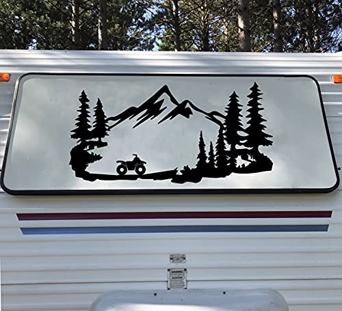Minglewood Trading ATV Mountains Scene Vinyl Decal V2 - Quad