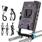 KOCACKOO-V-Mount-Lock-Battery-Plate-Power-Supply-Splitter-Adapter-with-15mm-Rod-Clamp-LP-E6-Dummy-Battery-for-BMPCC-4K6KDSLR-RED-CamerasCamcordersCanon-5D25D35D46D6D27D7D270D80D5DSR