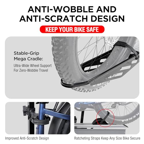 Image of Young Hitch Single 1 Bike Rack with Ramp,100 lbs Capacity E-Bike Carrier Rack for Cars Trucks SUVs Minivans RV, Trailer, Mount Platform Style, Fits Up to 5'' Fat Tire Bicycle for 2 inch Receiver