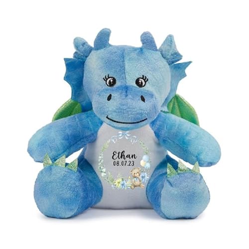 Crafted Memories - Personalised Dragon Bear | Custom Name Plush Toy | Cherished Keepsake for Boys & Girls | Ideal for Christenings, Birthdays, Easter, Christmas | Baby Soft Toy, Purple