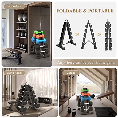 Pithage Dumbbell Rack Weight Rack For Dumbbells Rack Stand Only, 600Lbs Capacity, A-Frame Weight Holder Tree Home Gym Storage Rack 5 Tier - 2023 Folding Version #TOP3