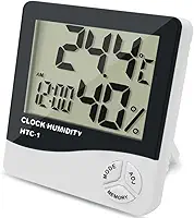 Termômetro Digital E Higrômetro Para Medição De Temperatura e Umidade Do Ar Máxima e Minima Com Relógio Digital Ambientes Quarto Sala Empresarial com Cabo Linha de Qualidade Premium
