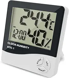 Termômetro Digital E Higrômetro Para Medição De Temperatura e Umidade Do Ar Máxima e Minima Com Relógio Digital Ambientes Quarto Sala Empresarial com Cabo Linha de Qualidade Premium