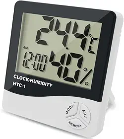 Termômetro Digital E Higrômetro Para Medição De Temperatura e Umidade Do Ar Máxima e Minima Com Relógio Digital Ambientes Quarto Sala Empresarial com Cabo Linha de Qualidade Premium