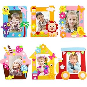 Yuccer Knutselset, 6 stuks niet-geweven stoffen fotolijst voor kinderen doe-het-zelf, creatieve activiteiten voor kinderen, leeftijdscategorie: kind, thema’s: dieren, ijs, trein