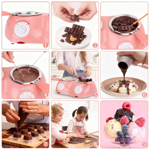 Máquina para derretir chocolate rosa de doble olla eléctrica miniatura 7