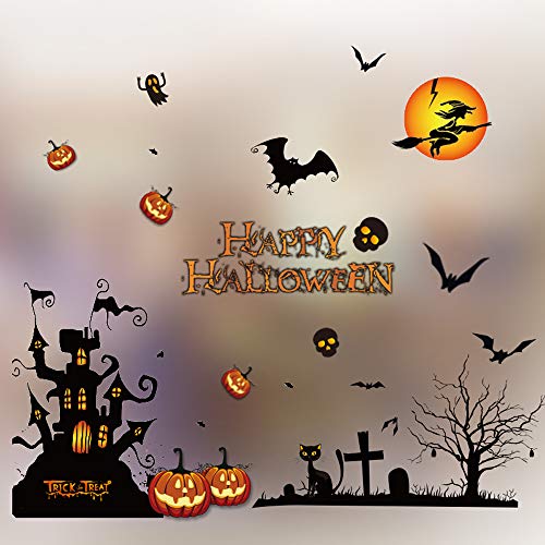 ONDY Halloween Window Clings Decorations Stickers, Halloween Decals for Windows Glass Walls, Party Ornaments Static Stickers (Halloween 1)