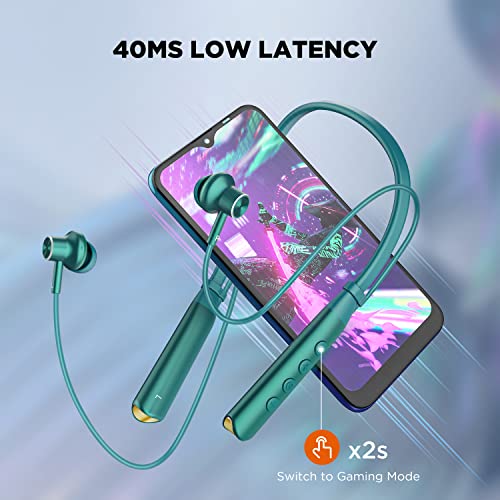 Htc 2023 Neckband Headphones Bluetooth 5.3 Noise Cancelling Earbuds, Magnetic Stereo Earphones With Hall Function For Calling, Exercising -10Mm Drivers/Game Modes/16H Playtime/Ipx5 Waterproof #TOP3