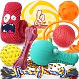 Long-Lasting Heavy Various Dog Chew Toys for Aggressive Chewers, 9 Pack Indestructible Large Dog Toys Include Tug Chew & Rope Toys, Squeaky Toys for Medium&Large Breed (For Super Chewers-Crocodile)