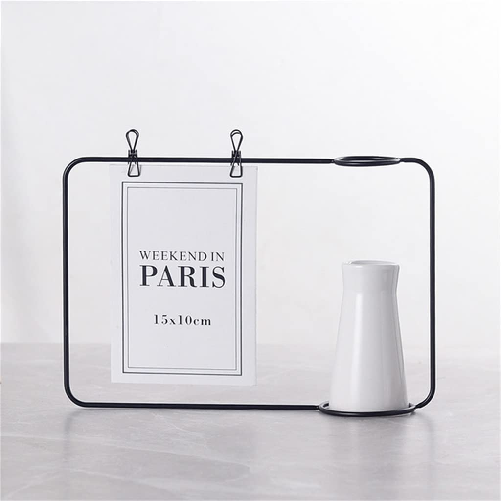MOBYGKFY Wrought Iron Desktop With Vase Office Furnishings Memo Folder Card Photo Stand Desk Name Message Clip