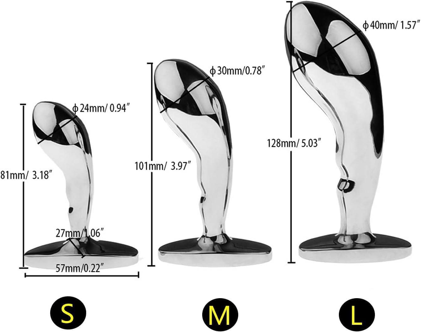 SM Stainless Steel Butt Plug, Anal Plug, Metal Massager, Prostate G-spot Stimulator, Unisex Adult Sex Toys(S24mm)