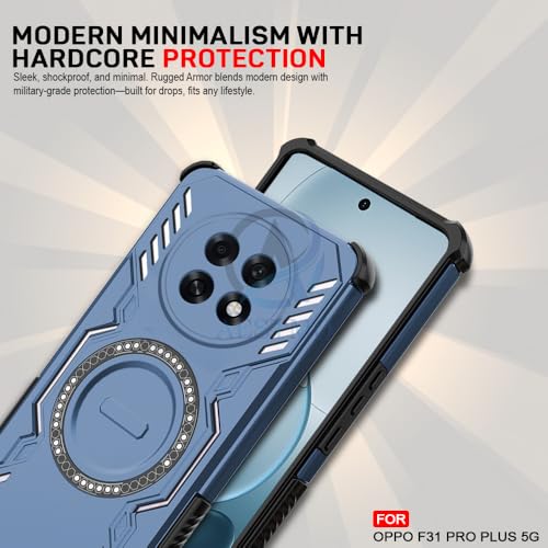 Image of AESTMO Back Case Cover for Oppo F31 Pro Plus 5G | Magnetic Case with Built-in Metal Ring | Compatible with MagSafe Accessories | Shockproof Hybrid (PC + TPU (Blue)