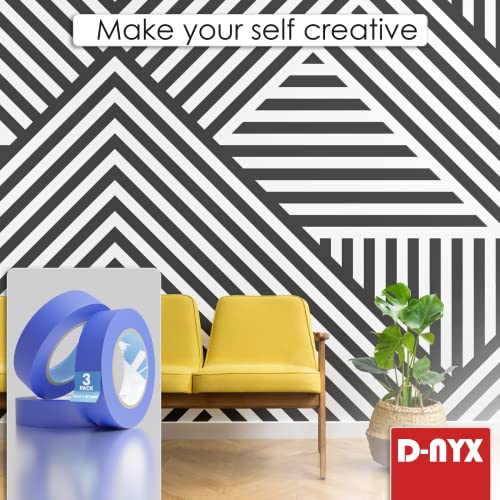 Professional Painters Tape 1Inch X 60 Yards | Sharp Edge Line Technology Residue-Free Multisurface Painter Tape | Automotive Refinish Paper Masking Paint Rolls For Wall Art Renovation (3 Pack -Blue) #TOP2