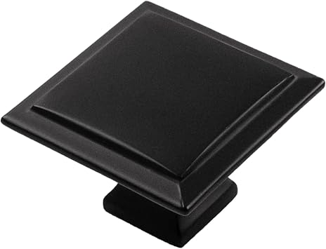 Belwith-Keeler Studio II Collection Knob 1-1/2 Inch Square Matte Black Finish