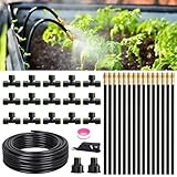 RAINPOINT Sistema de riego por goteo ajustable de 360°, sistema de riego de jardín de 50 pies con 15 boquillas