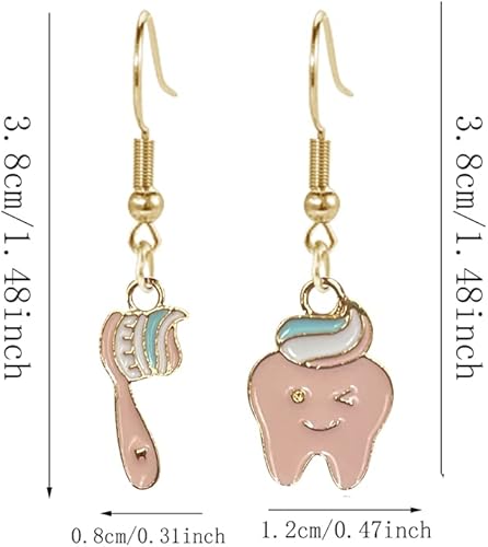 Miniatura 2 de ANXIN - Aretes de dientes para mujer, diseño de dientes en 3D, para higienista médico, dentista, regalo para estudiantes dentales, asistente dental