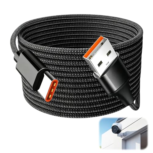 Image of 5M Extra Long USB C Cable, USB A to USB C ower Extension Cable, 3.1A Fast Charging Cord, USB to Type C Braided Lead for Home Security Cameras, PS5 Controller, Samsung Galaxy, Phones, Tablets Laptops