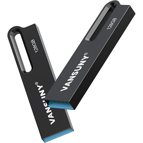 Vansuny 2 Pack USB 3.0 Flash Drives 128GB Metal Waterproof Flash Drive Ultra High Speed Memory Stick, Portable Thumb Drive for PC/Tablets/Mac/Laptop