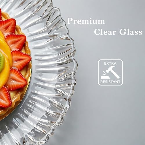 Large Glass Serving Platter 12.5” (31.5 cm) – Elegant Clear Presentation Plate for Cake, Desserts, Cheese, Appetizers & Table Decor (Ribbed 12.5”) by the mask el turko - Image 5
