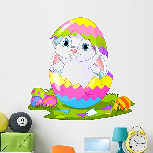 Wallmonkeys Hatching Easter Bunny Wall Decal Peel and Stick Graphic (48 in W x 46 in H) WM342230