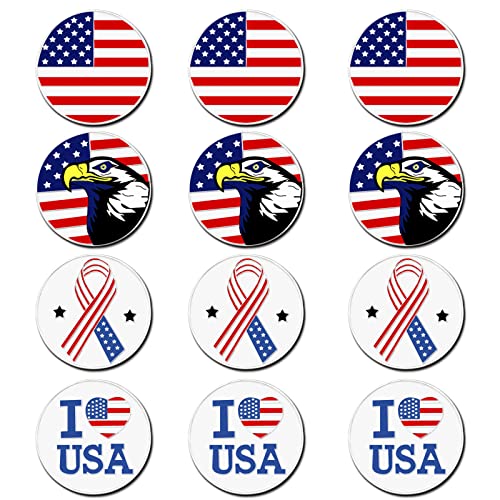 FINGER TEN Golf Ball Marker with Hat Clip Markers Assorted Patterns Value Gift Set Mark Golf Divot Tool Accessories for Men Women Kids (Americanism)
