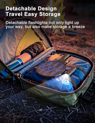 Aroeve Racchetta Zanzare Elettrica, 4000V Antizanzare Elettrico, Ricarica Usb, Luce Led, Torcia Staccabile, Protezione A 3 Strati, Doppio Interruttore, Casa, Giardino, Nero - 4