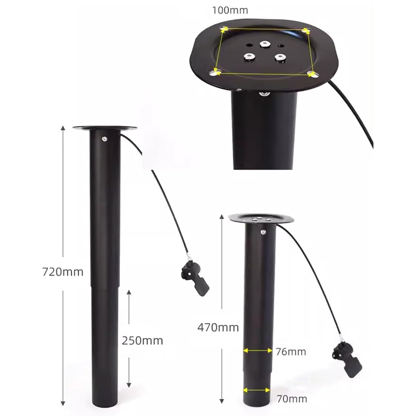 Gamba per Tavolo Pneumatica Regolabile in Altezza, Colonna di Sollevamento Verticale 470-720 Mm con Controller Cablato, Corsa 250 Mm, per Tavoli da Pranzo E Tavoli da Campeggio