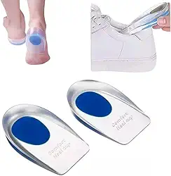 Palmilha Ortopédica de Silicone Gel para Calcanhar | Calcanheira Protetora Antiderrapante | Absorção de Impacto, Alívio de Dor no Pé, Fascite Plantar, Esporão Calcâneo, Conforto em Sapatos e Tênis