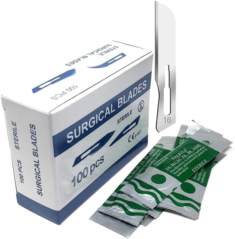 Box of 100 Scalpel Sterile Blades Carbon Steel Individually Foil Wrapped (Blade #10)