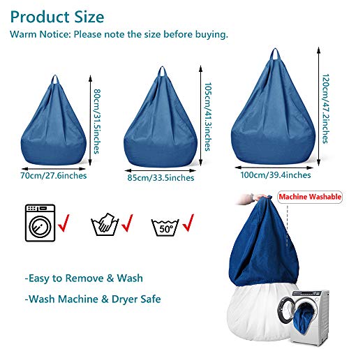 Bean Bag Chair Cover Only Without Filling - Extra Large, Stuffed Animal Storage&Memory Foam - Washable Premium Soft Cotton Linen, Sturdy Zipper Beanbag Case, Sack Bean Bag for Adults,Kids,Teens - Thumbnail 3