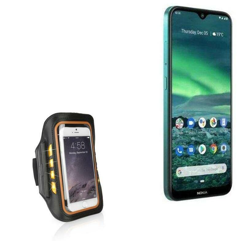 BoxWave Case for Nokia 1.3 (Case JogBrite Sports Armband, High Visibility Safety Light LED Runners Armband for Nokia 1.3 - Bold Orange