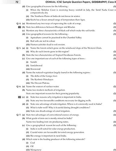 Image of Oswaal ICSE Sample Question Papers Class 10 Geography Book (Reduced Syllabus for 2021 Exam)
