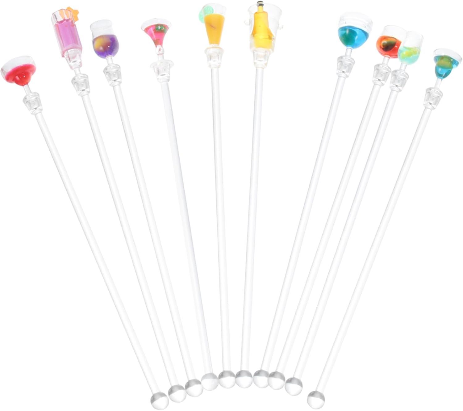 SOLUSTRE 10Pcs Colorful Stirring Mixing Sticks Swizzle Sticks for Cocktail Drinks Versatile Drink Stirrers for Bars Restaurants and Home Use