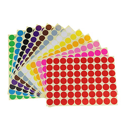 Pegatinas Colores,16mm Etiquetas Autoadhesivo 16 Colores/Hoja Redondo Etiquetas de Codificación para Calendarios Manual de Oficina 1440 Piezas Cover