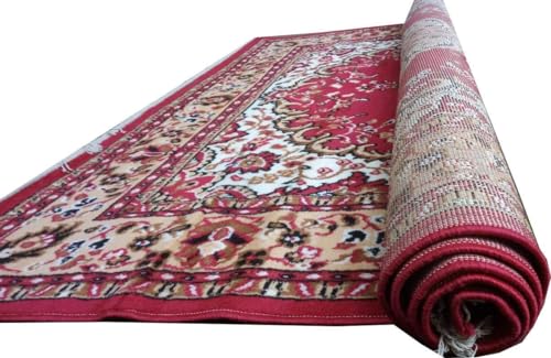 Image of Home Decore Acrylic Carpet for Your Living Room & Drawing Room Aywhere in Your Home Size - 5 X 7 Ft (RED-F)